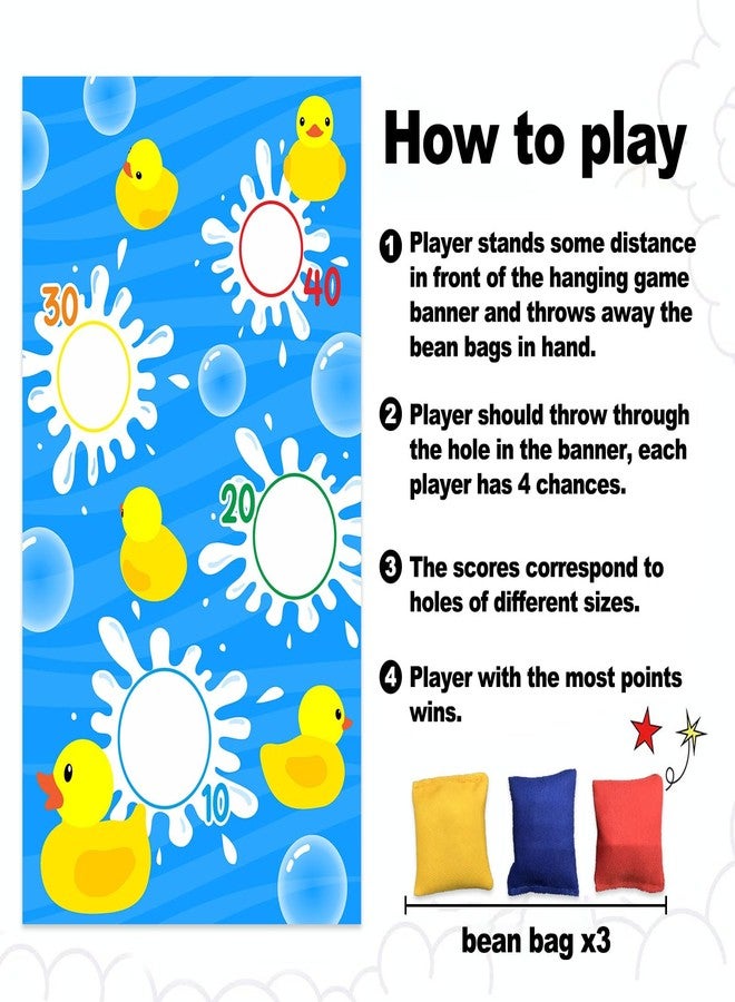 DZTRELFK Cartoon Little Yellow Duck Toss Games Banner Backdrop Animals Theme Decor Decorations for Indoor Outdoor Ducky Duck Birthday Party Supplies Favors Background Photo Booth Props - Image 4